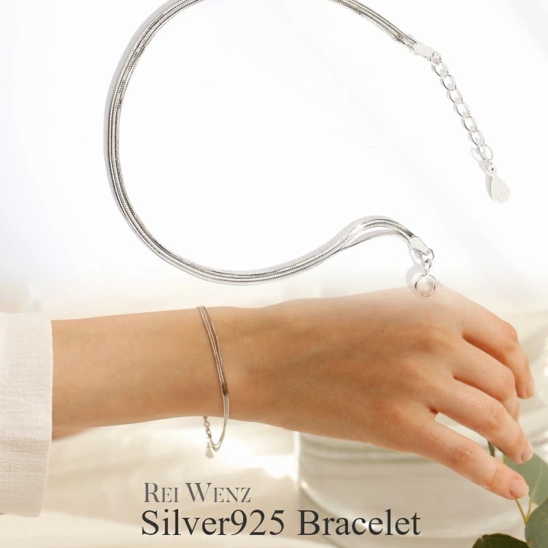 【高品質Silver925】ブレスレット スネークチェーン スネーク 3連 幅太 シンプル シルバー トグル レディース プレゼント 重ね