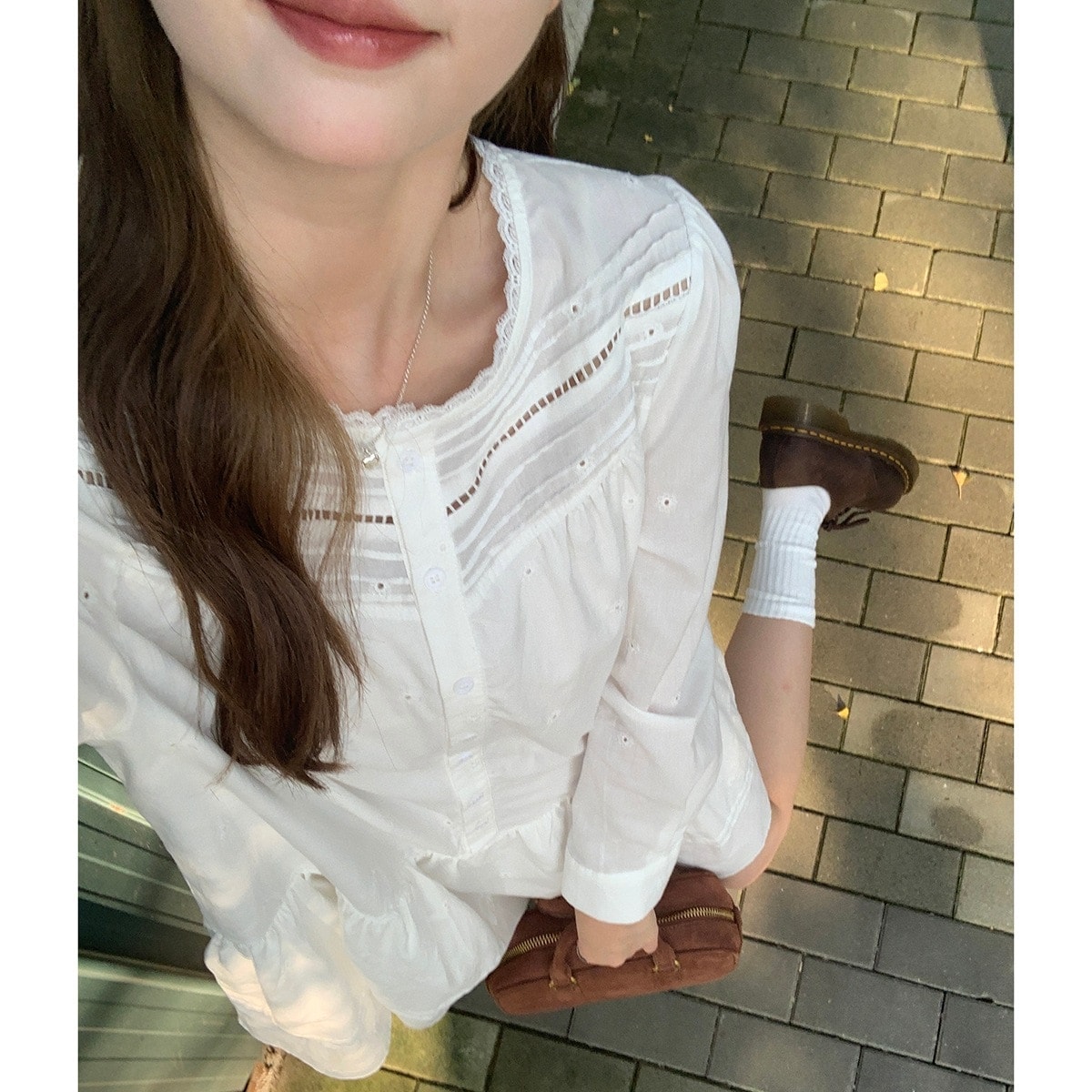 レースカラー長袖ドレス女性2024秋スリム気質釣り風デートドレス