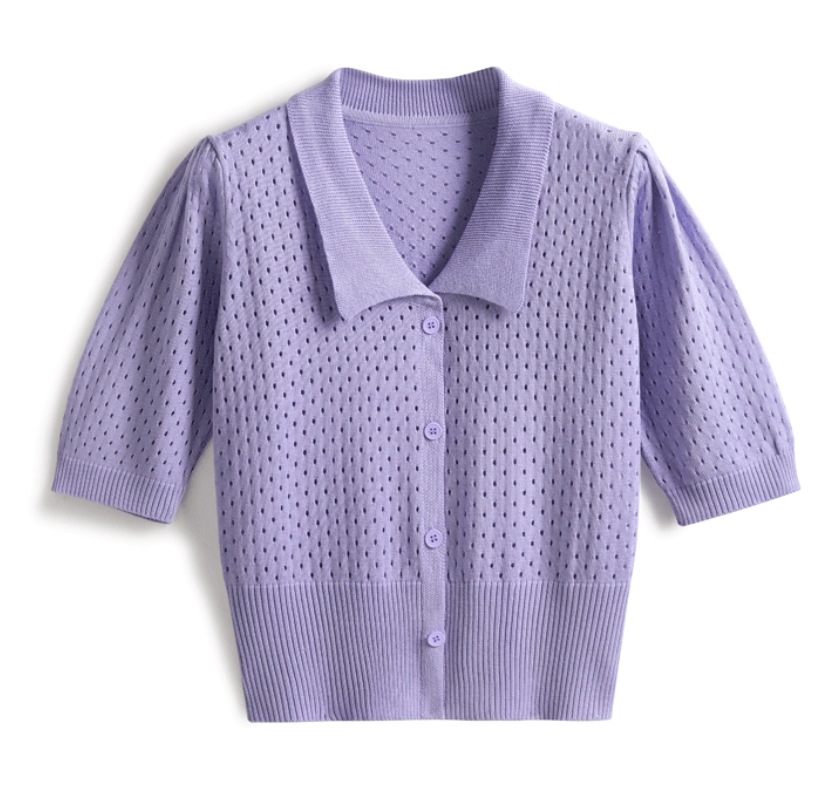 トップス デート モテアイテム ニットソー 半袖 カーディガン コットン パフスリーブ 可愛い きれいめ 上品 おしゃれ かっこいい 可愛い ラブリー キュート ガーリー クール モード系