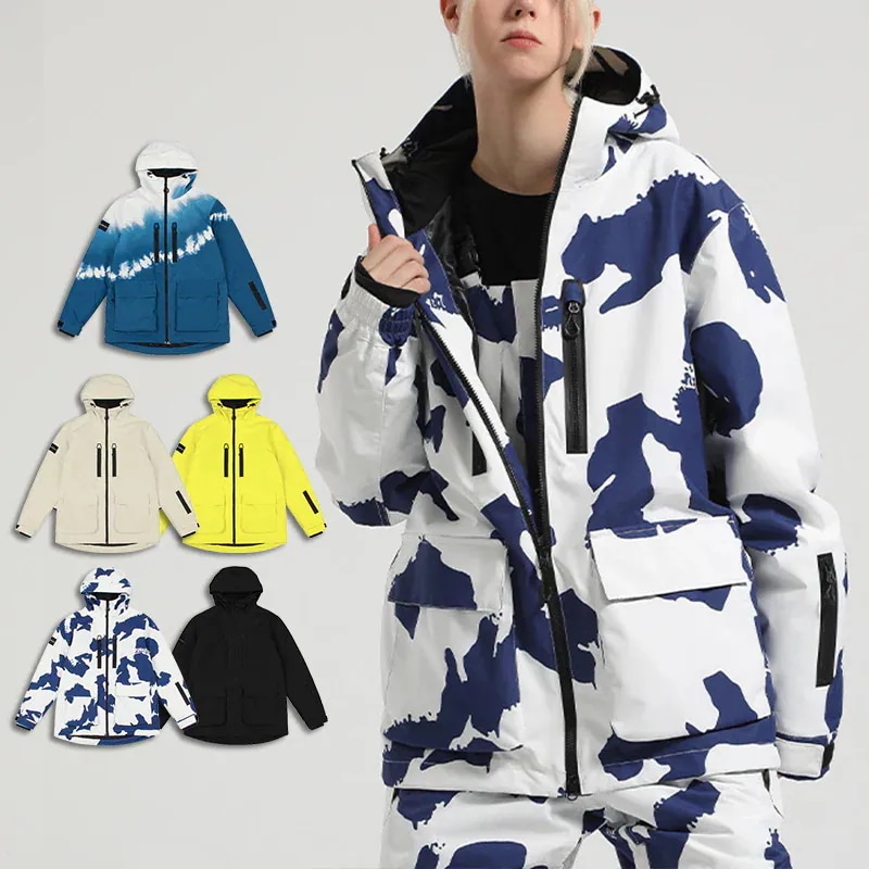 【急速出荷!】スノーボードウェア スノボウェア スキーウェア ジャケット アウター パーカー 牛乳柄 グラデーション 男女兼用 メンズ レディース スノーボード ウェア 防風 防水 防寒着