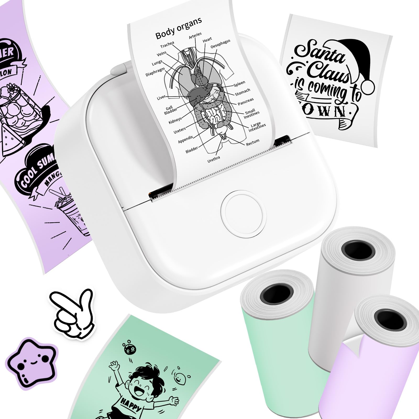 サーマルプリンター Phomemo T02 スマホ対応 ミニ モバイルプリンター 3ロールシール付き セット ポータブル型 ミニ感熱 コンパクト 充電でき ギフト Bluetooth接続 写真/ハガキ