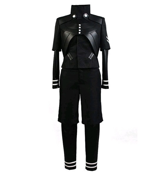 東京喰種トーキョーグールコスチューム金木研コスプレジャンプスーツBattleブラックUniform + ウィッグ
