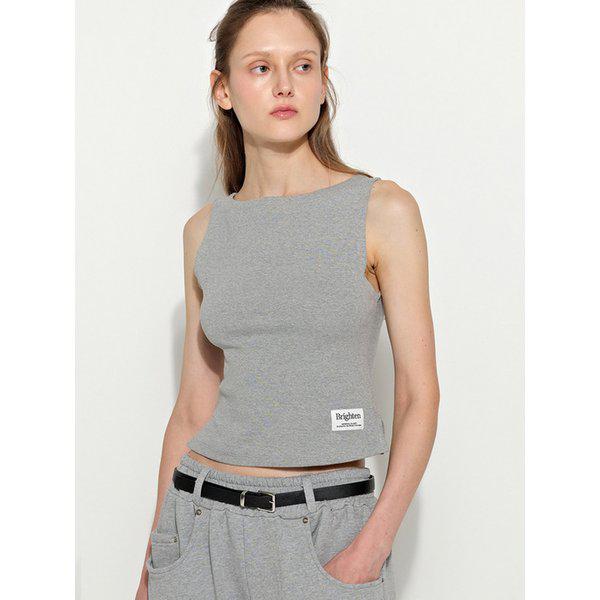 エッセンシャルボートネックスリーブレスグレー