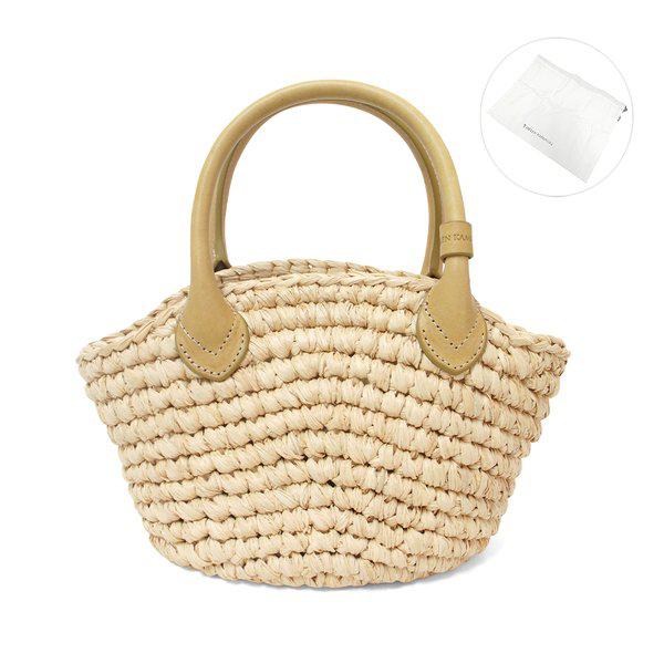 ラヤ・ラフィア手作りバスケットショルダーバッグ　バッグ　ナチュラル　シャルトリューズ BAG52020-NCR