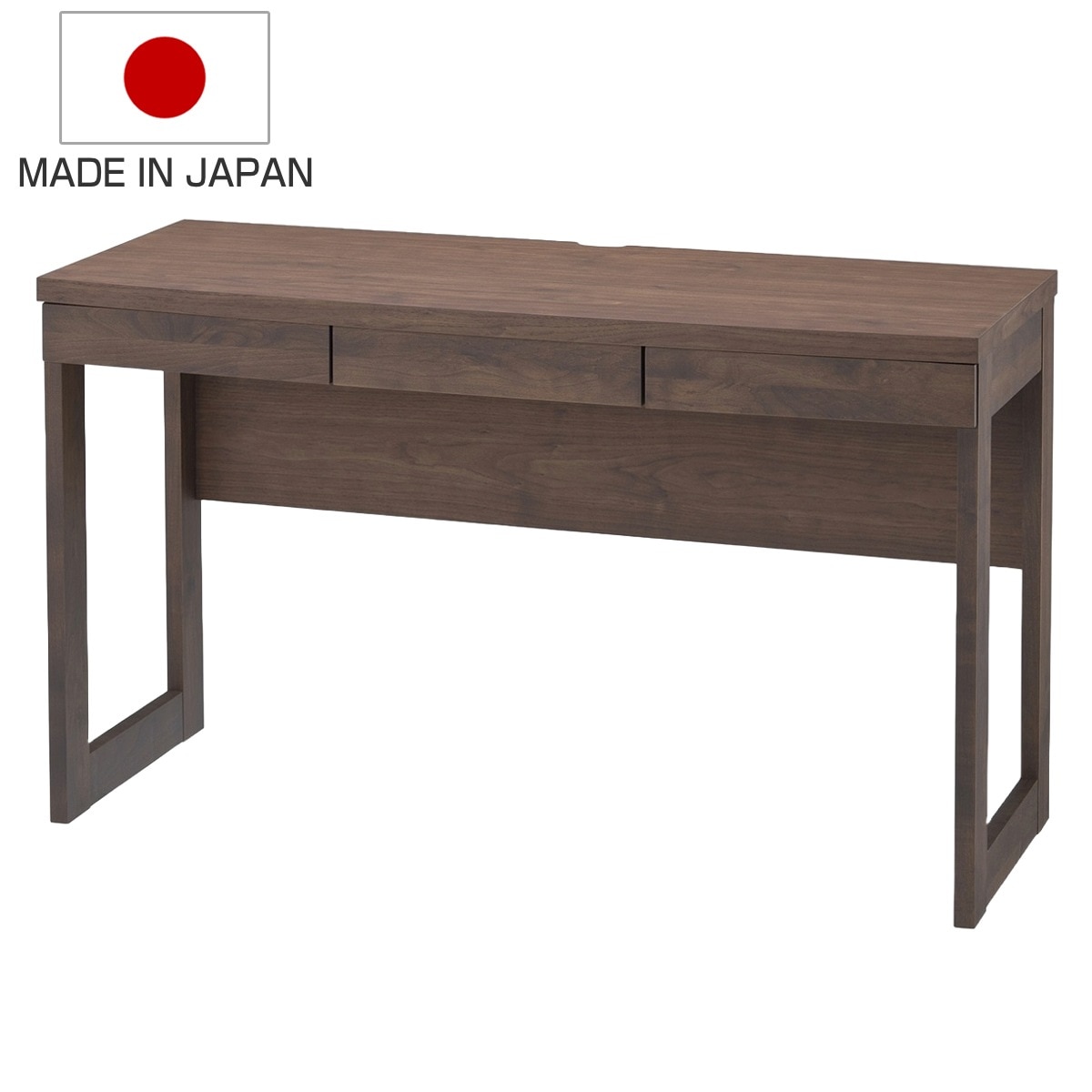 ワークデスク シンプル 幅120.4cm 高さ71cm 引出し付 アール デスク 机 木製 天然木 学習机 勉強机 パソコンデスク 完成品 約奥行50 日本製 学習デスク 配線穴 タップ収納