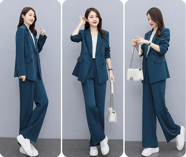 新入荷！期間セール 上品 無地 2点セット ジャケット+ワイドパンツ 韓国風 コート エレガント 着痩せ OL 通勤フォーマル 結婚式 普段着 二次会 Ｓ/M/L/XL 20代30代40代5