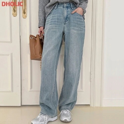 コットンワイドハイウエストロングウォッシングデニムパンツ・1935850