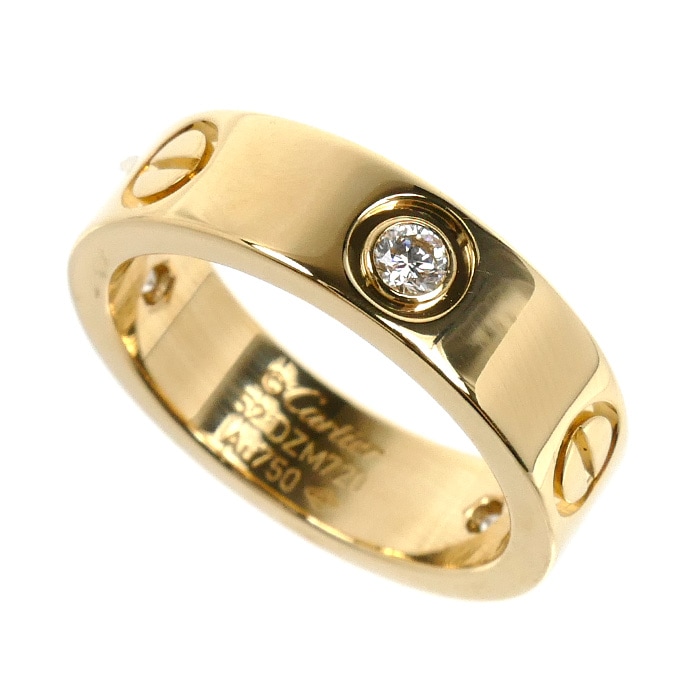 CARTIER カルティエ K18YG イエローゴールド ラブリング ハーフダイヤ リング・指輪 B4032452 ダイヤモンド 12号 52 8.5g レディース 中古 美品