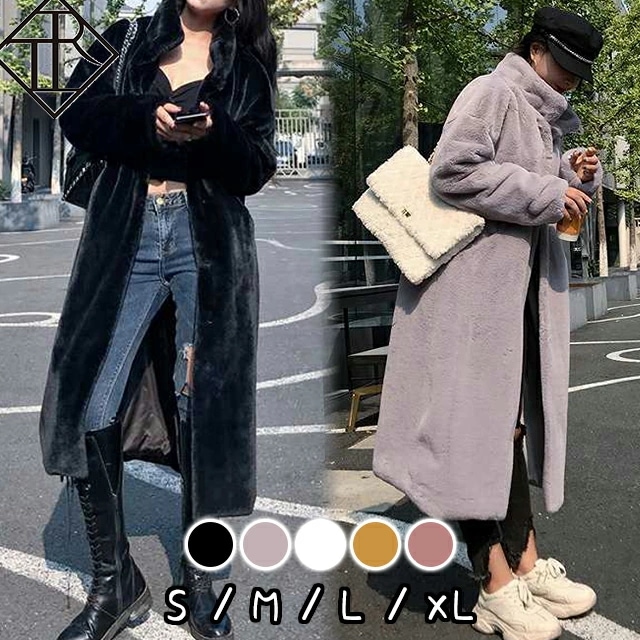 【即納】ファーコート アウター レディース黒 フェイクファー アウター エコファー ドロップショルダー 中綿 ロングコート ファー付き ボリュームコート 毛皮コート フォックス ロングコート ガウンコ