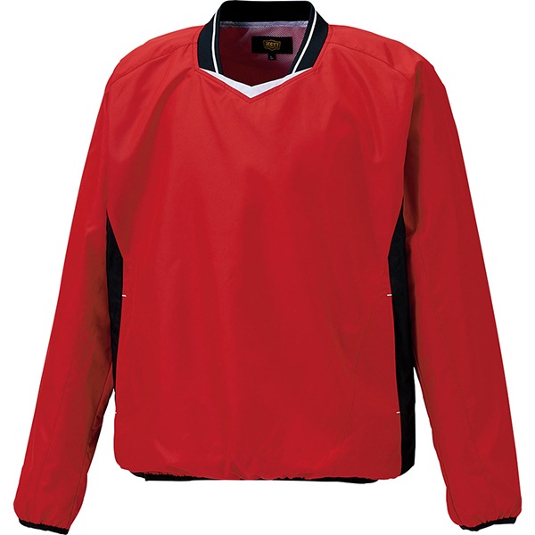 ゼット 野球ウエア 長袖Vネックジャンパー レッド×ブラック M BOV331 6419