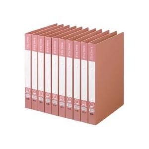 （まとめ） TANOSEE リングファイル（再生PP表紙） A4タテ 2穴 200枚収容 背幅30mm ピンク 1セット（10冊） 5セット