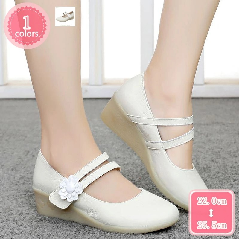 777円OFFクーポン ストラップ パンプス フラワー ウェッジソール 白の靴 走れる パンプス 通勤 オフィス 疲れない ぺたんこ レディース パンプス 靴 大きいサイズ ラウンドトゥ 美脚 パンプ
