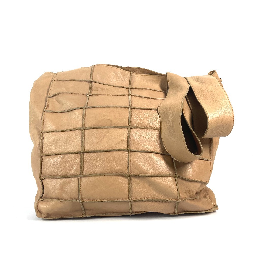 ショルダーバッグ チョコバー ヴィンテージ 肩掛け トートバッグ レザー ベージュショルダーバッグ