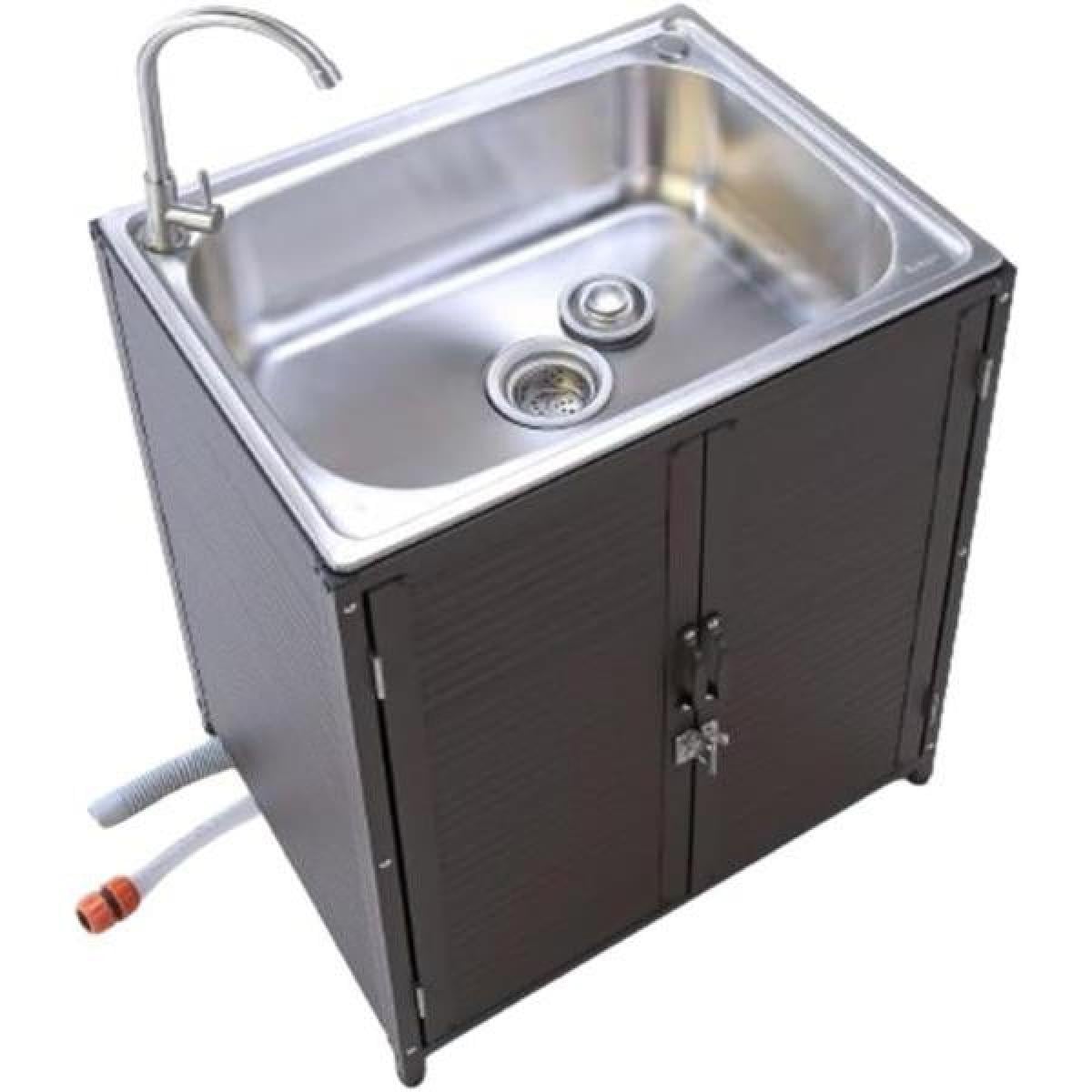 【I】【メーカー直送】谷村実業 蛇口付きテンレス流し台 アルミ囲いタイプ TAN-3035 ステンレス 屋外 ガーデニング