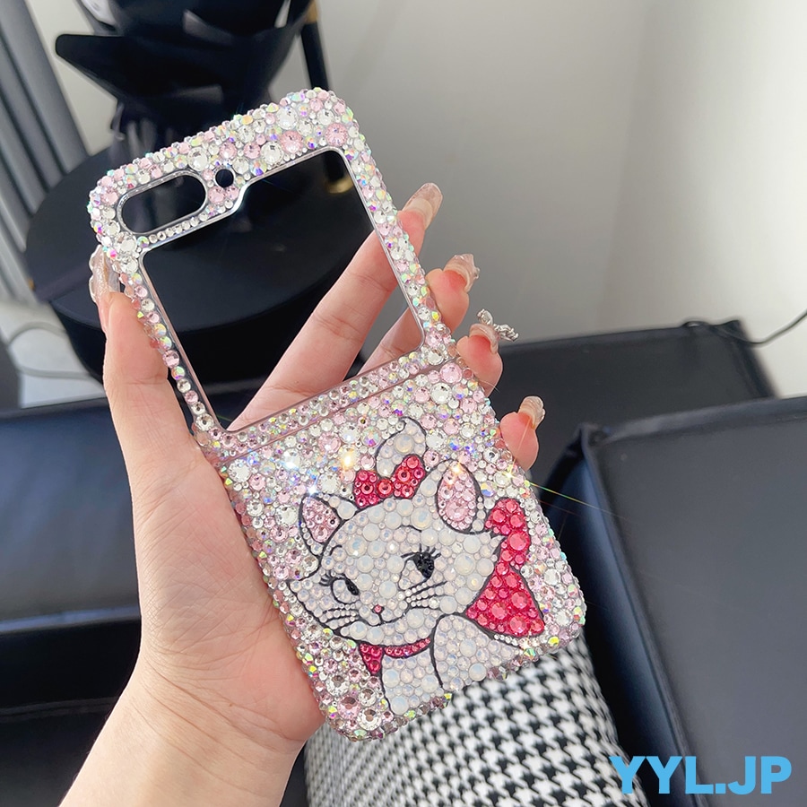 ハンドメイド galaxy z fold7ケース マリーちゃん galaxy z flip7 ケース マリー 猫 かわいい fold6/5/4/3 flip6/5/4/3 キラキラのラインストーン 7,225円