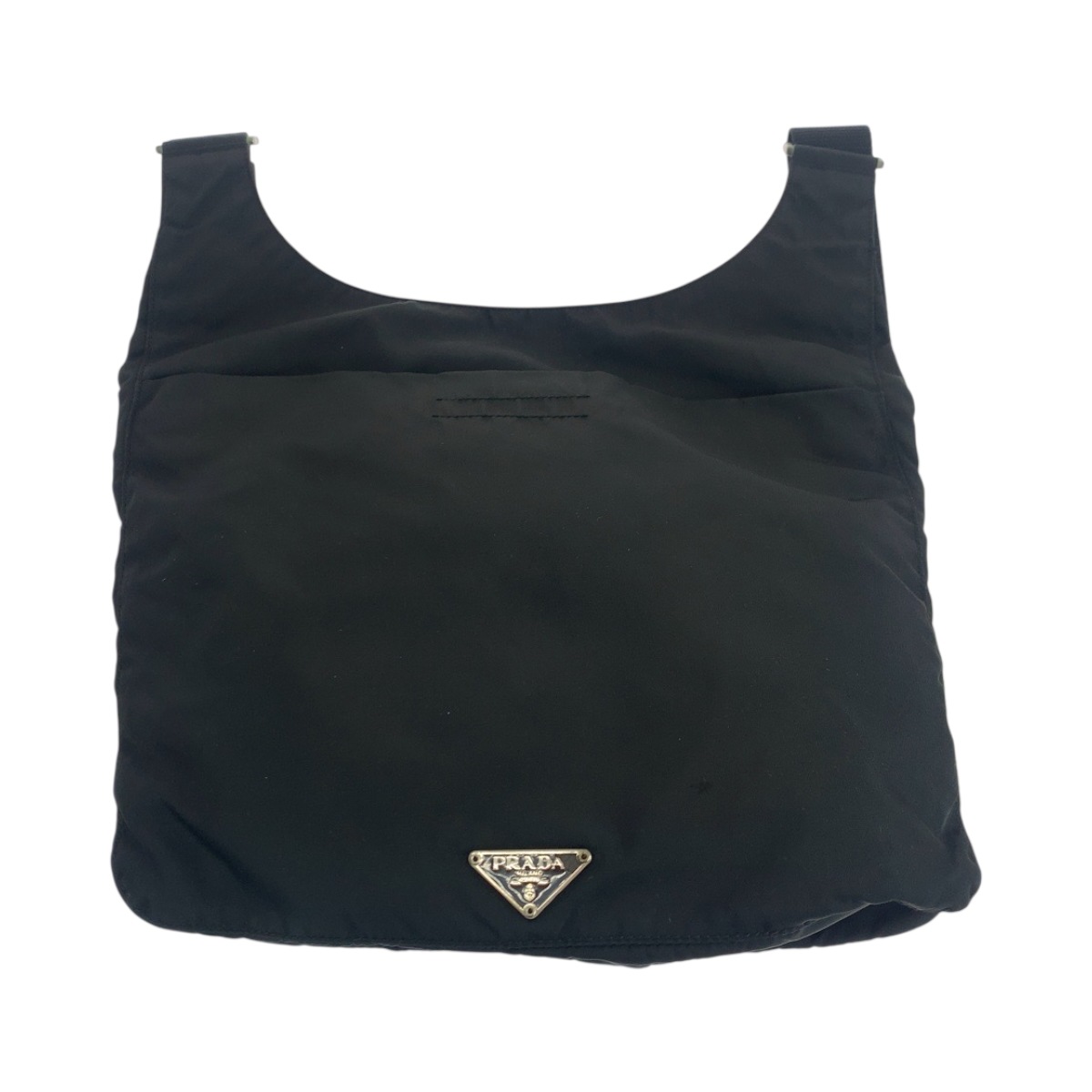 美品 テスート 三角ロゴプレート ブラック 黒 シルバー金具 ナイロン ショルダーバッグ ポシェット レディース 504074