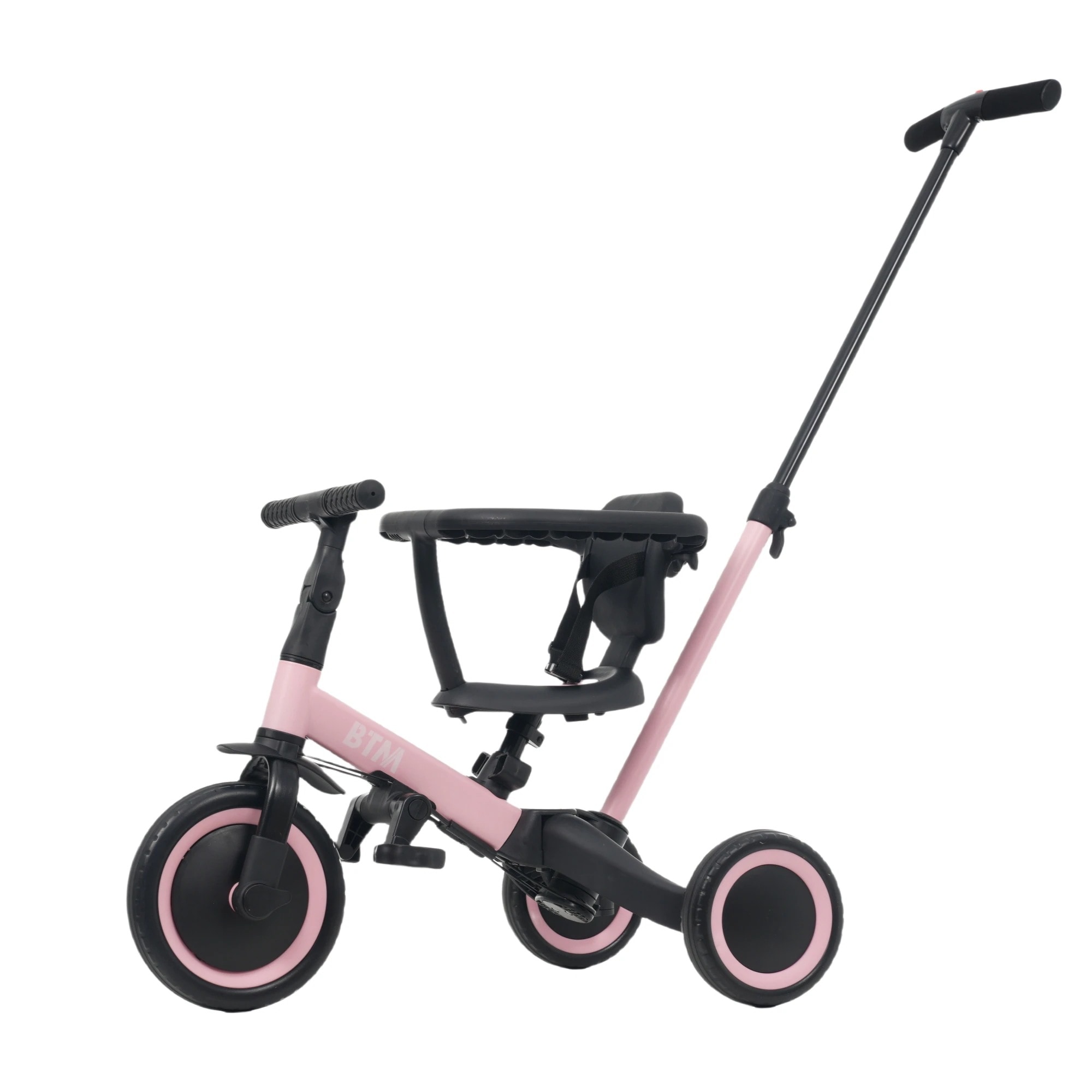 【2点購入で150OFF】『今だけ！クーポンご利用激安』三輪車 pink 足けりバイク 一台4役 ベビーカー かじとり 手押し棒付 セーフティーガード付き 子供用三輪車 子供自転車 3輪 キッズ 幼児