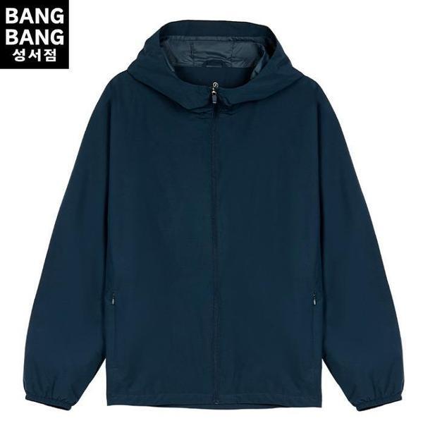 聖書 HC04 秋 メンズ ベーシック ウィンドブレーカージャケット 男女兼用 無地 フード 裾 ストリング (S42288319)