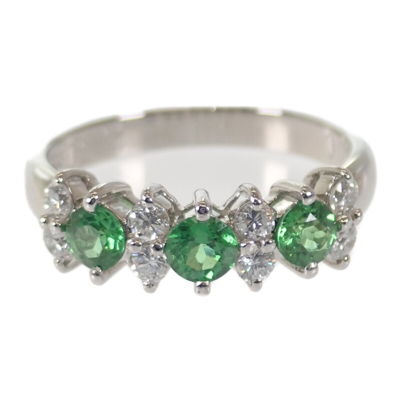 デザインジュエリー 12号 リング 美品 刻印 Pt900プラチナ ツァボライト ダイヤモンド レディース【中古】【Aランク】