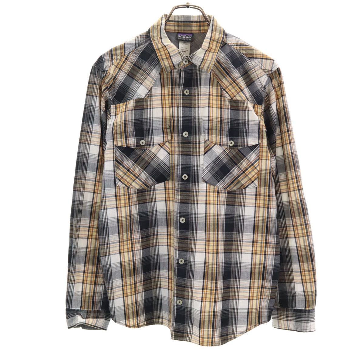 チェック柄 長袖 ウエスタンヨーク シャツ S 黒系 52250 アウトドア メンズ 古着