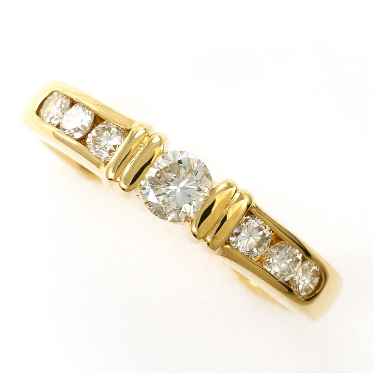 K18 18金 YG イエローゴールド リング・指輪 12号 ダイヤモンド 0.50ct 鑑別書 総重量約3.1g ジュエリー 中古