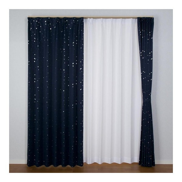 ユニベール 厚地カーテン キララ 100×178cm ネイビー メーカー直送
