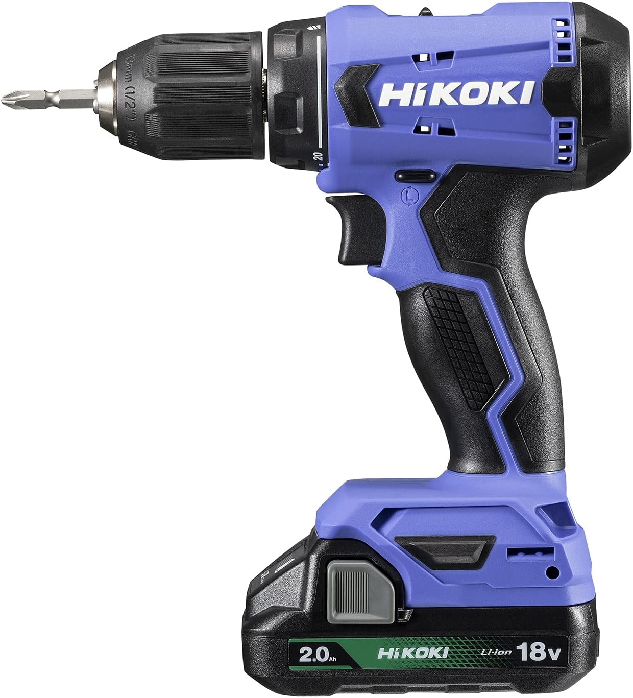 HiKOKI(ハイコーキ) 18V コードレス ドライバドリル チャック 2.0-13mm 20段クラッチ 2.0Ah 蓄電池×2個 充電器 ケース付 FDS18DA(2BG)
