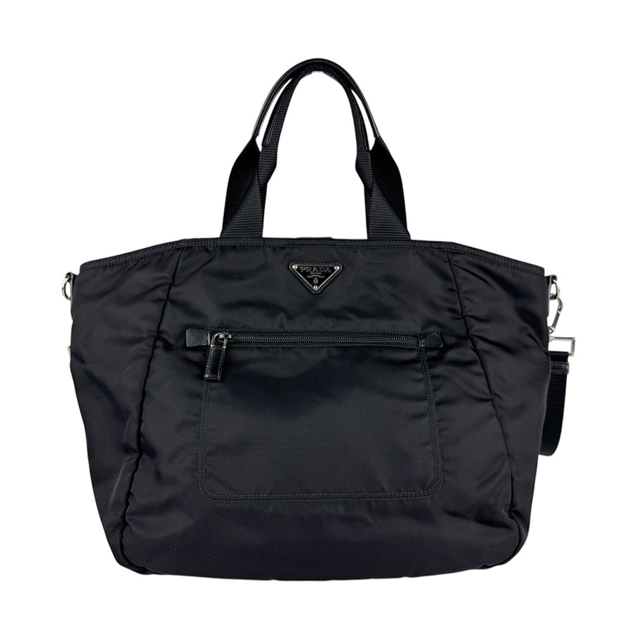プラダ PRADA ハンドバッグ ショルダーバッグ ナイロン ブラック シルバー ユニセックス z6387