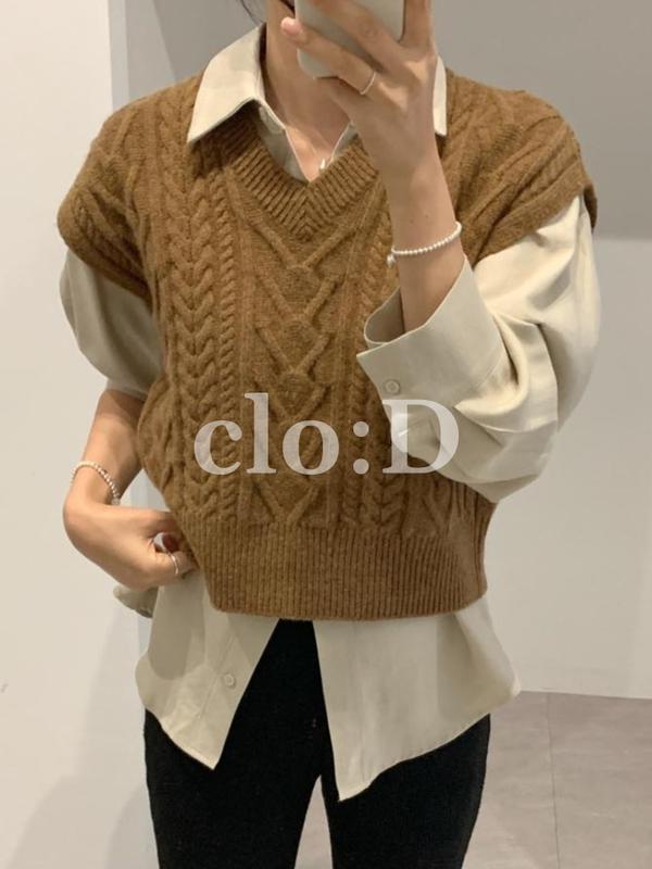 ケーブルウールベスト