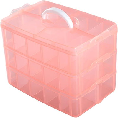 他サイト： 良品ラボ ベイブレード 収納 クリアケース 小物 収納ボックス パーツ入れ 持ち運び 半透明 仕切 30個収納(クリアオレンジ)の商品画像