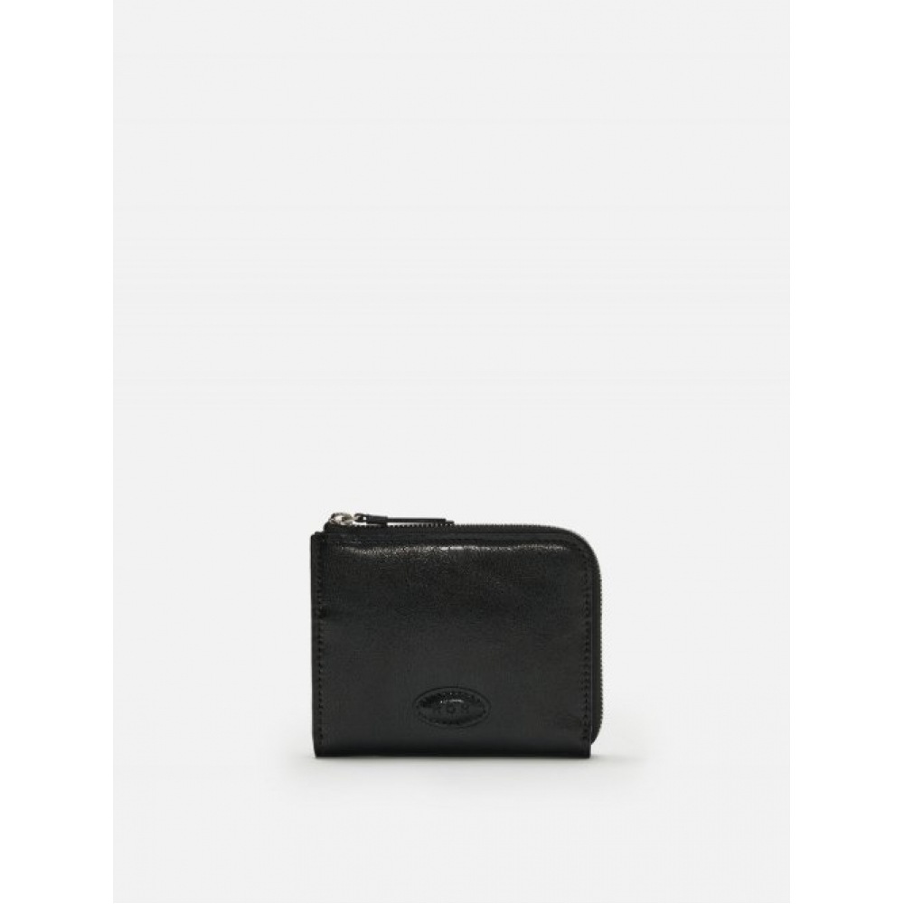 ROH SEUL (ROH SEOUL) オーバルボタンウォレットしわのある黒