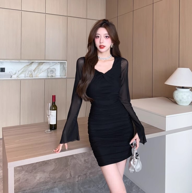 ワンピース スプライシングドレス ワンピドレス ショート丈 スリム メッシュ かわいい 大人可愛い きれいめ カジュアル 大人 上品 おしゃれ お洒落 かっこいい 大人女子 ラブリー キュート