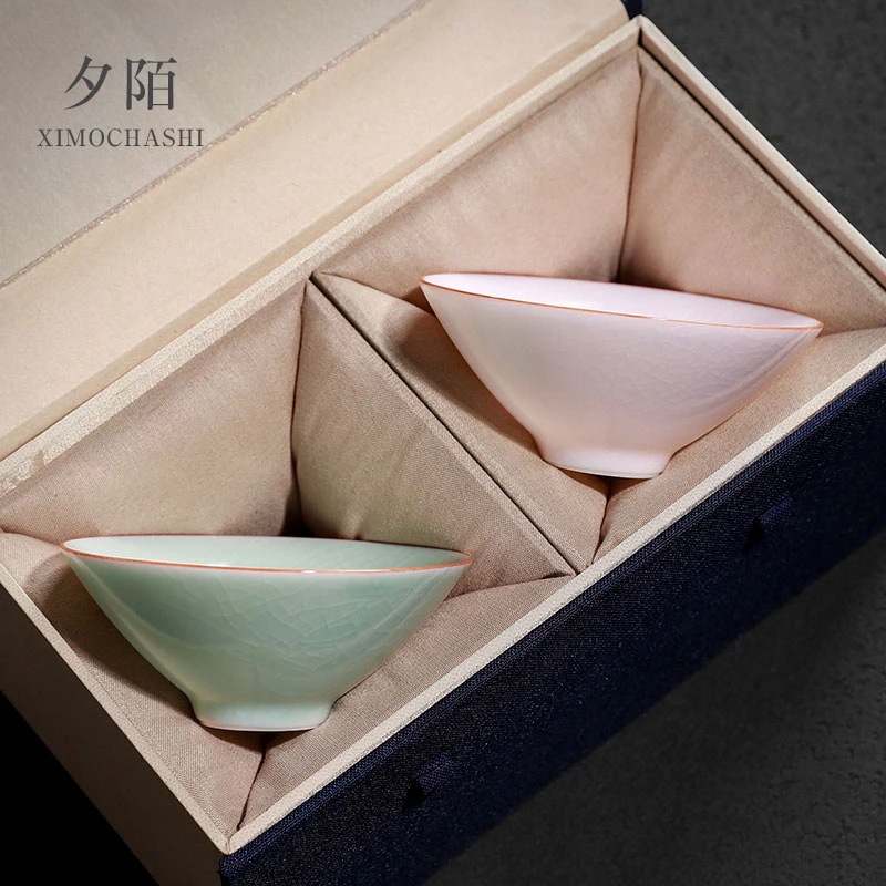 高級婦人用シングルカップ 如窯茶碗 個人用茶碗 割れたオーナーカップ カップルカップ 陶器帽子カップ