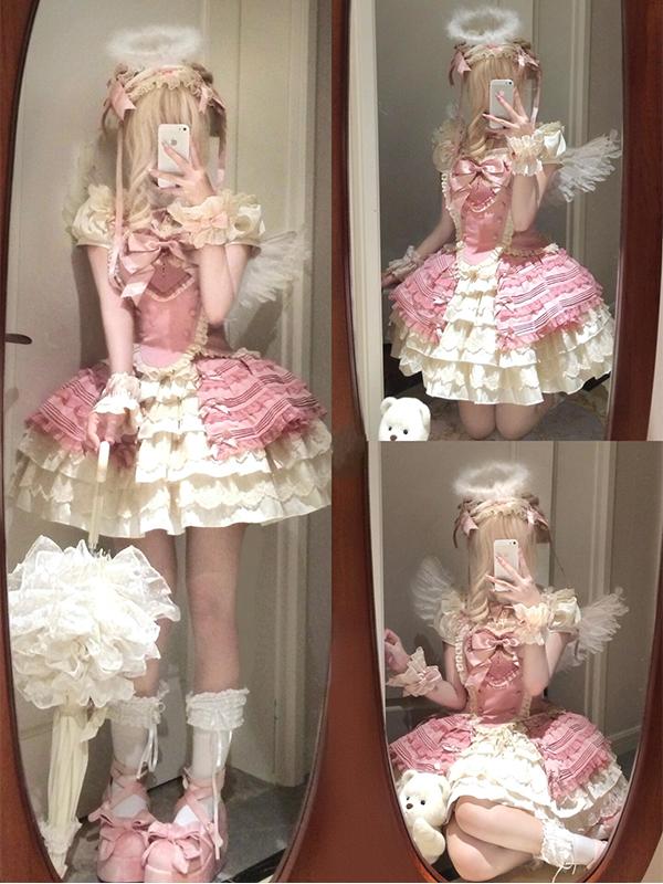 ピンク魔法少女ブラシャツスカートロリータスカートスーツロリータ