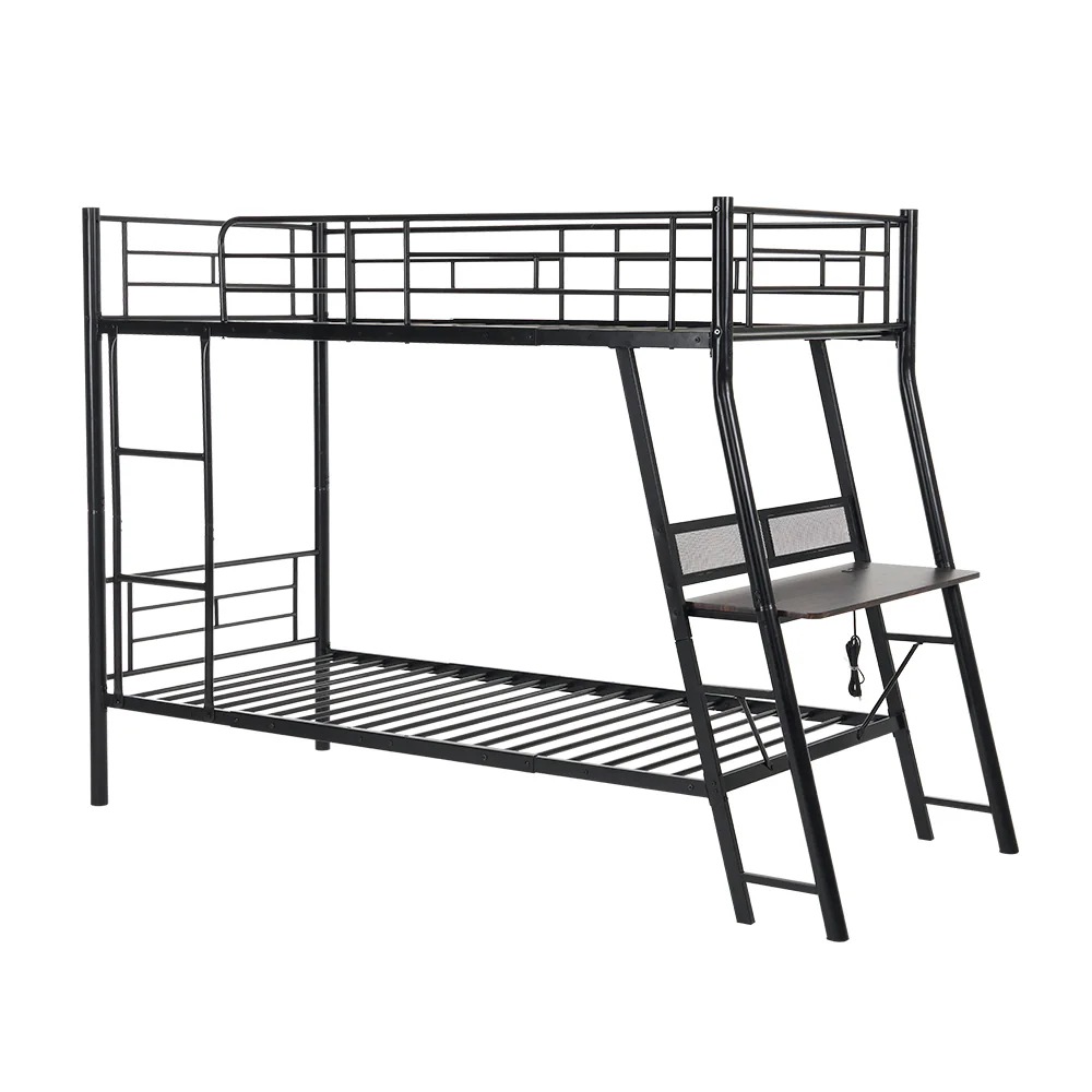 デスク付きロフトベッド 中型シングルベッド 省スペーススチール材