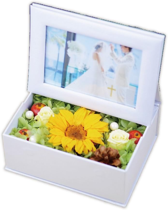 ひまわりフォトBOX 向日葵 ヒマワリ プリザーブドフラワー 写真立て 写真サイズ:L判 89127mm Lulus-0048