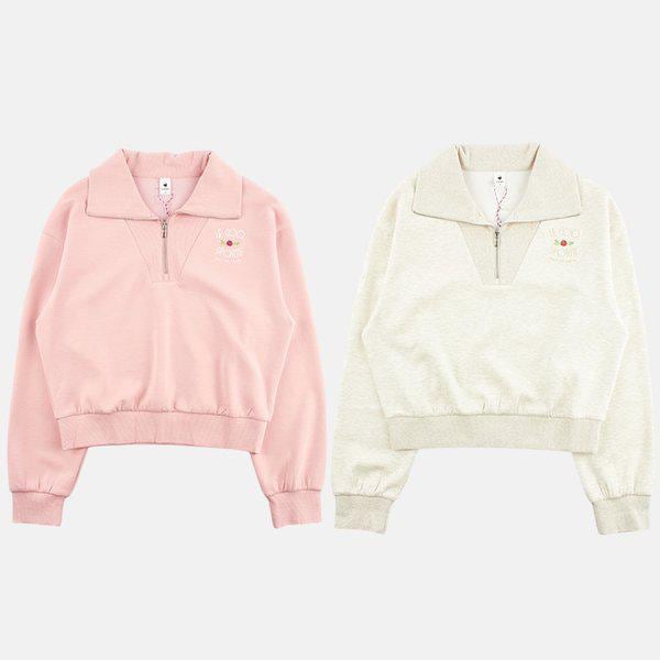 女性ルーズフィットダブルテンションハーフジップスウェットシャツ QP322OFS72