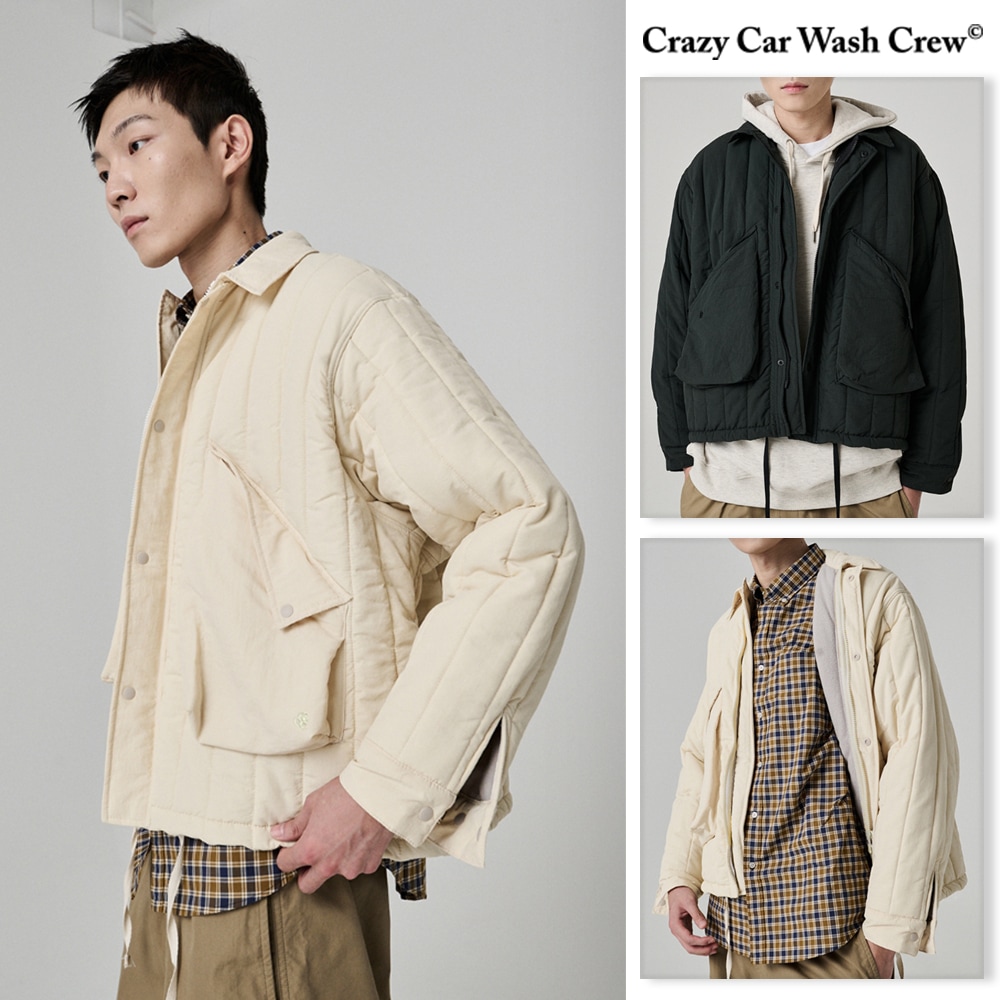 [Crazy Car Wash Crew] BIG POCKET QUILTED JACKET