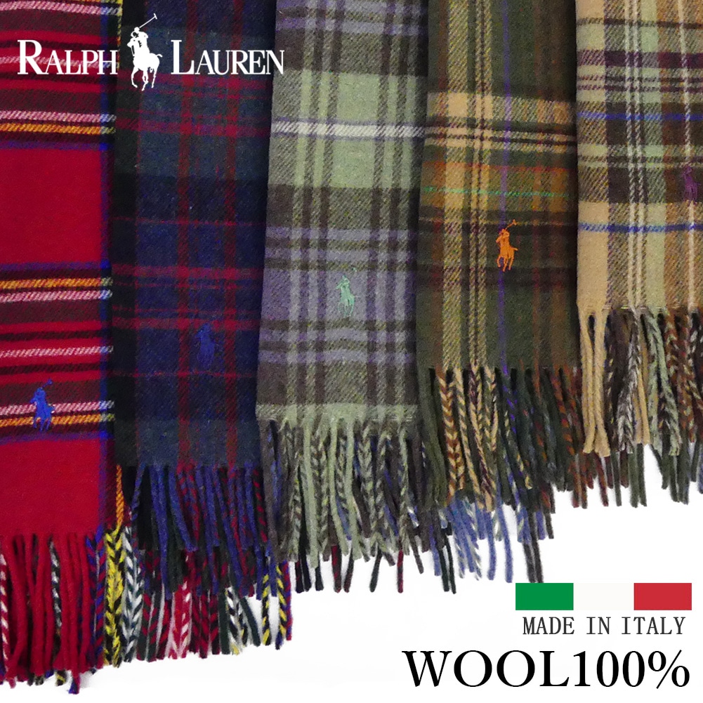 マフラー チェック ウール100％ イタリア製 PC0999 ラルフ タータンチェック ストール スカーフ メンズ レディース ユニセックス プレゼント ギフト