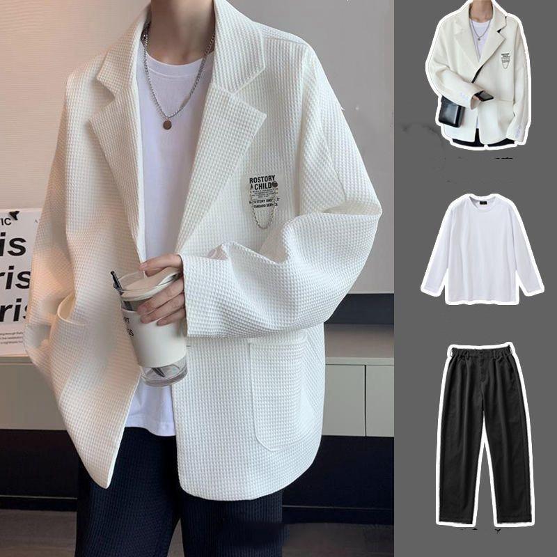 セットアップ メンズ カジュアルスーツ テーラードジャケット春夏 スラックス ジャケット テーパードパンツ ブレザー スラックス ドロップショルダー