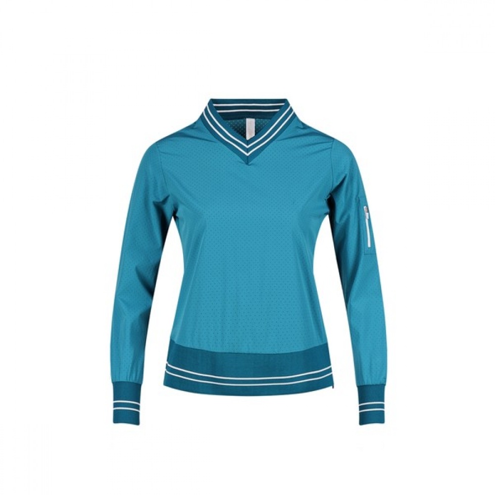 [ラックスゴルフ] ラックスゴルフ 430 ゴルフレディース Vネックジッパースリットパンチングロングスリーブ T シャツ LB25S602W