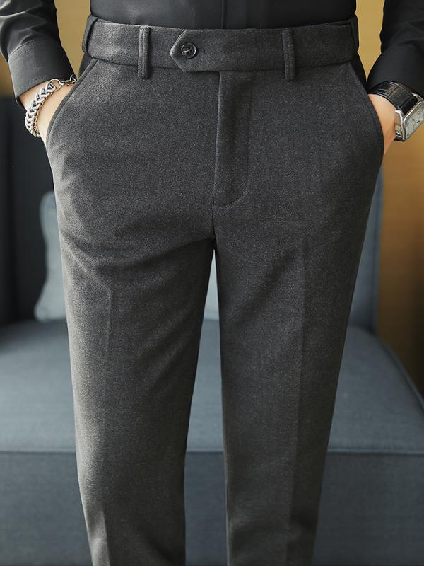 コーデ メンズ シンプル ファッション オシャレ かっこいい 大きいサイズ ストリート 紳士 ウール パンツ スリムフィット 厚手 スーツ ハイエンド カジュアル