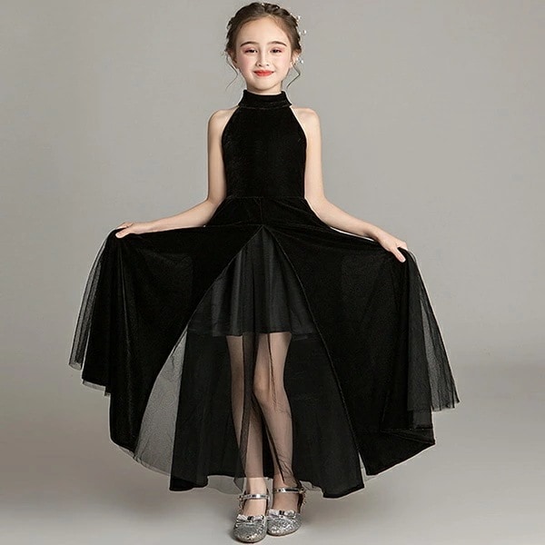 ドレス 子供 ピアノ 発表会 ピアノ発表会 中学生 ワンピース 女の子 ロングドレス 結婚式 ジュニア ピアノ発表会ドレス コンクール 黒 パーティードレス イブニングドレス ロング キッズ ノースリ