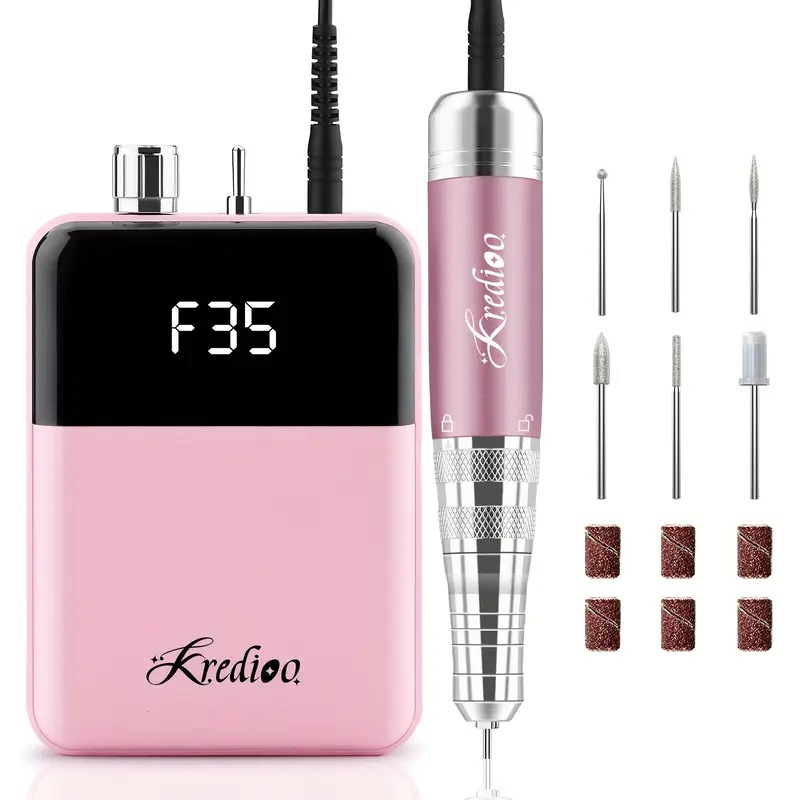 36W 高速ネイルドリル35000RPM ポータブル充電式EファイルLEDディスプレイ付き - コンパクト＆パワフルマニキュア・ジェルポリッシュ除去・ペディキュア用 - 交換可能なアタッチメント6