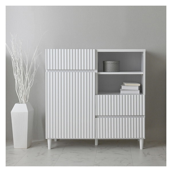 4FUL ALN90-90C WH ホワイト アラン キャビネット (89cm幅) メーカー直送