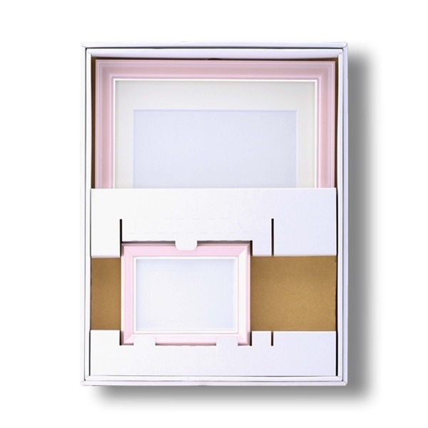 カラー遺影額セットメモリアルセット　細い額仏事用額葬儀額セット（遺影額）　大小セットＡ（ピンク）