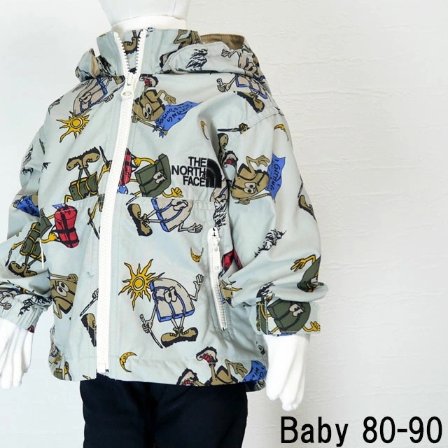 ザ・ノース・フェイス ウィンドブレーカー キッズ ベビー NPB72311 ノベルティコンパクトジャケット ベビー アウター パーカー フード 子供服 プリント 総柄 トップス 上着 防寒 防風 撥水