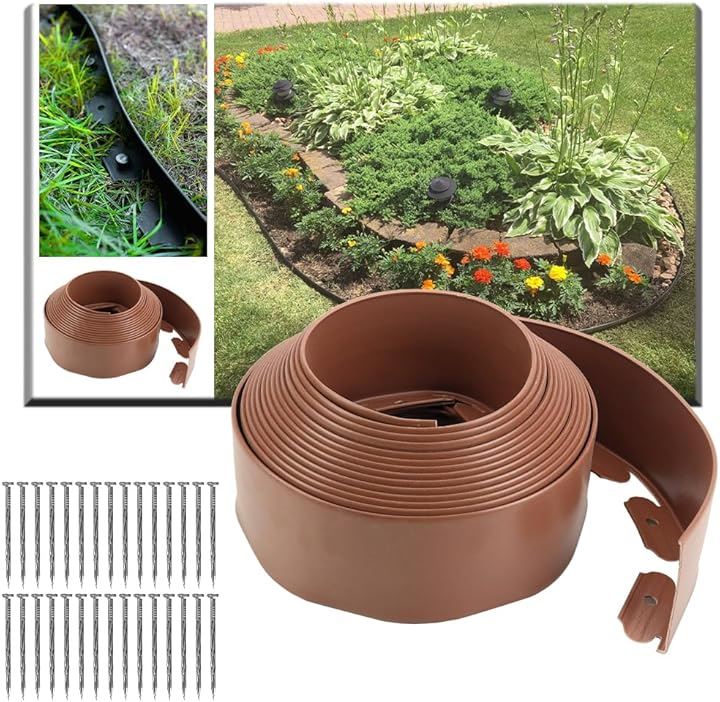 園芸プロが監修 ガーデンエッジ フェンス 土留 園芸シート 花壇 仕切り 高さ10cmx長さ10m(ブラウン, 高さ10cmx長さ10m)