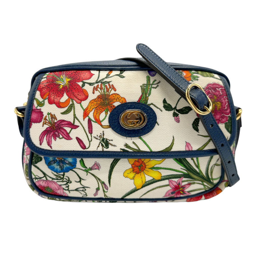 グッチ GUCCI 斜め掛けショルダーバッグ フローラ キャンバス/レザー マルチカラー/ネイビー ゴールド レディース 550147 z2535