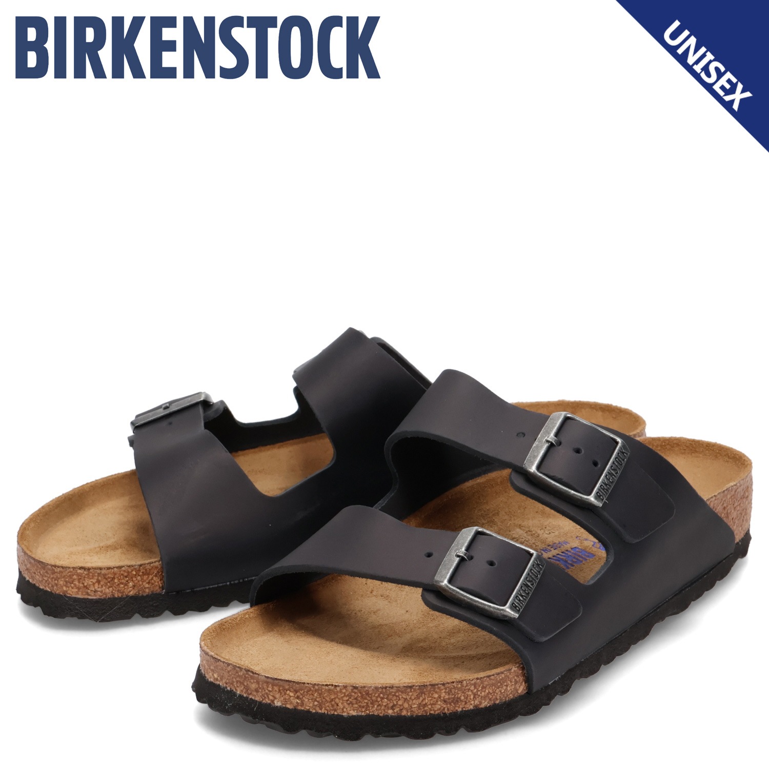 アリゾナ サンダル メンズ レディース ソフトフットベッド 普通幅 細幅 オイルドレー ブラック 黒